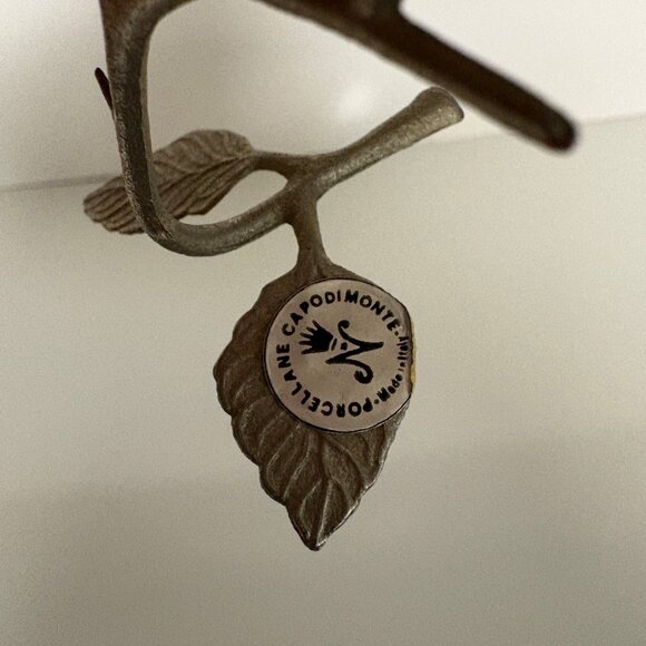 Capodimonte Porcelain Handmade Pink Rose Silvertone Stem Figurine Made in Italy - Picture 4 of 6